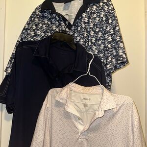 Set of 3 ! large Polo golf shirts dunning 2 blue & Johnnie -o (off white) summer